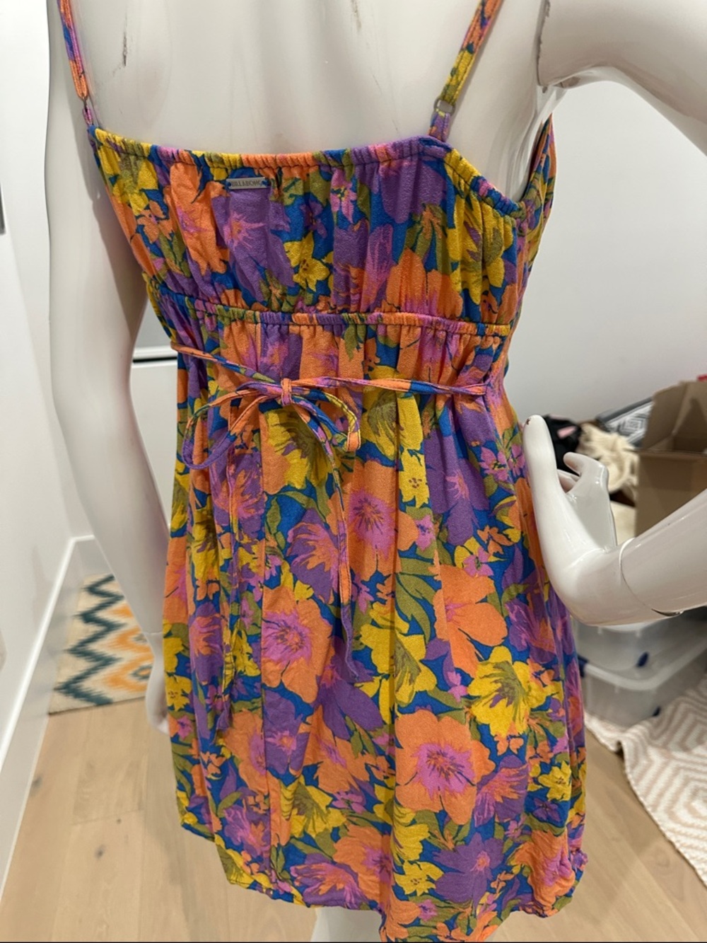 Billabong Orange & Purple Floral Spaghetti-Strap Mini Dress - Picture 2 of 5